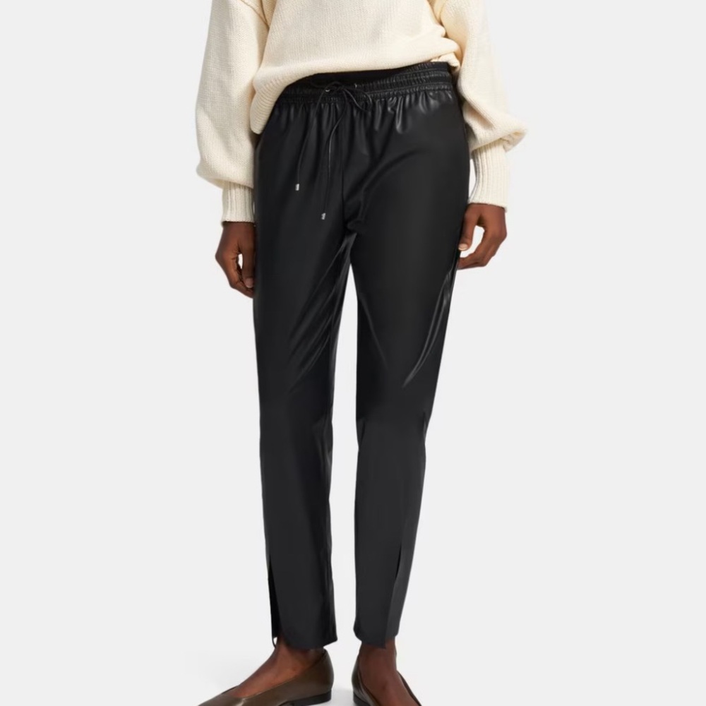 Theory Slit Pull-On Pant in Paper Faux Leather